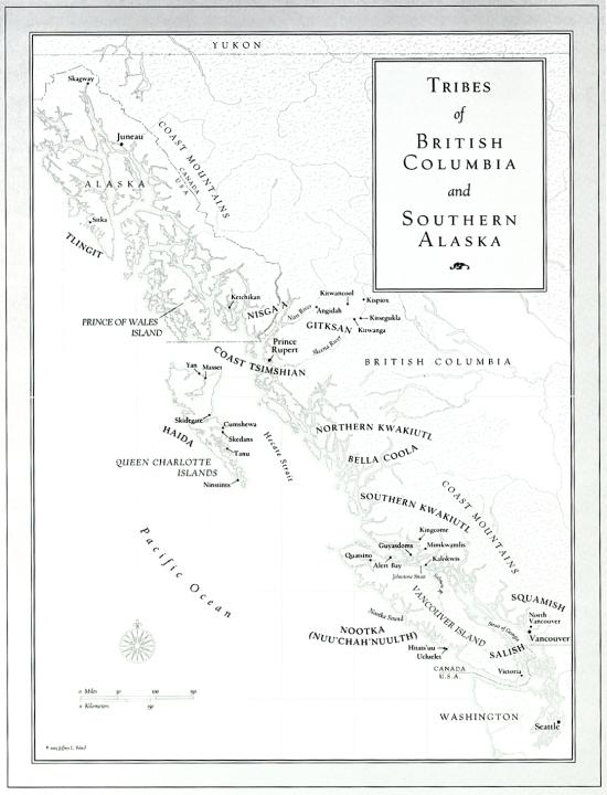 Map of Emily Carr's Travel in the Costal Northwest
