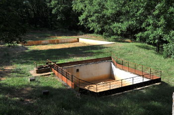 Example of an open-air ochre drying basin made of concrete and used for decantation: Photo Copyright Marcia M. Mueller 
