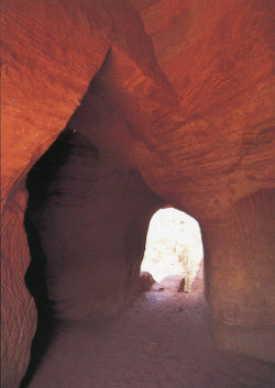 The Bruoux Mines in Gargas, interior of one mine looking out through the opening