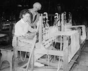 Jean Weaving at a Loom, Camp Hanoum.